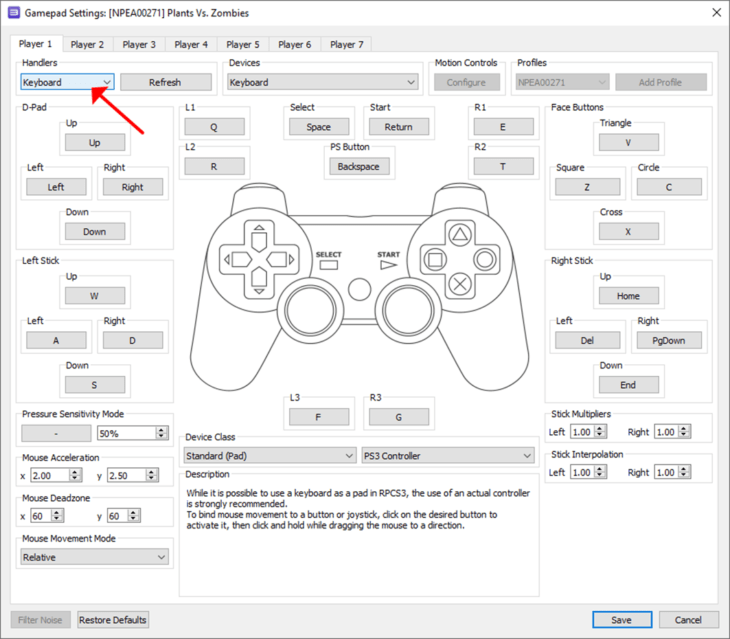 Вызов окна «Create Custom Gamepad Configuration»